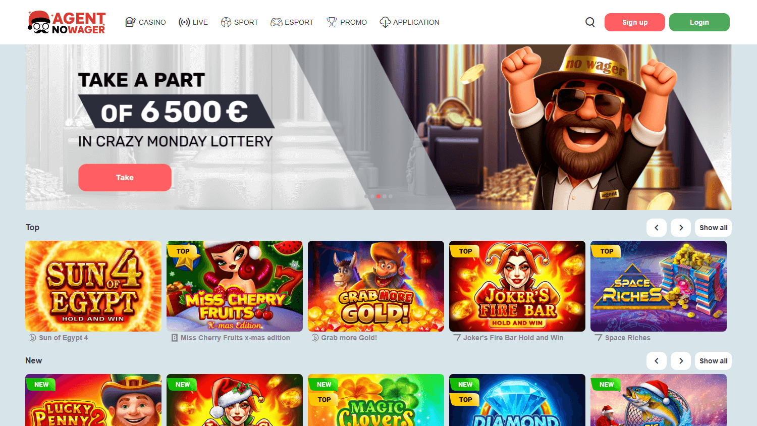 Agent NoWager Casino Desktop screenshot