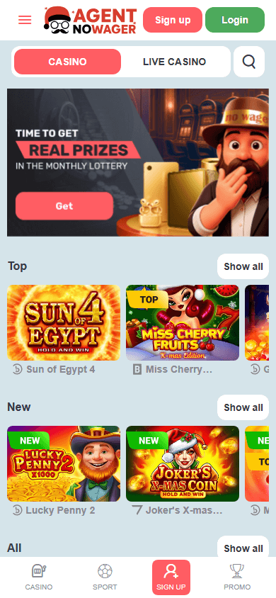Agent NoWager Casino Mobile screenshot